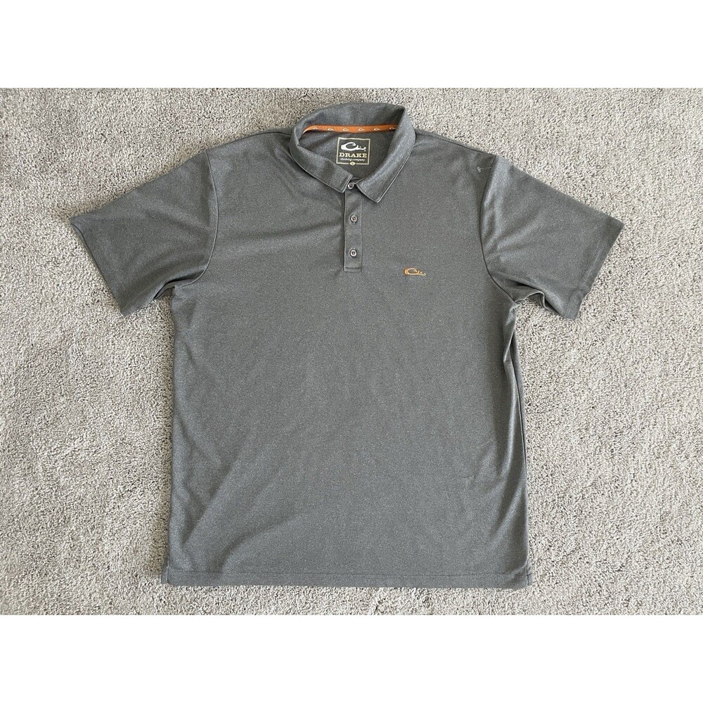 Drake Clothing Comp Waterfowler Polo Shirt Men's Large Gray Golf Tennis Casual